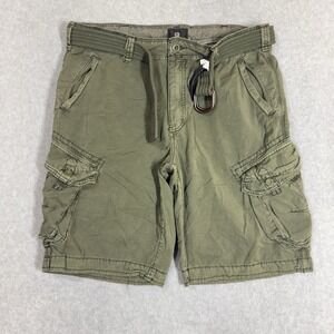 Jet Lag Shorts Green Belted Cargo Baggy Zip Fly Drawstring Paratrooper Mens 38